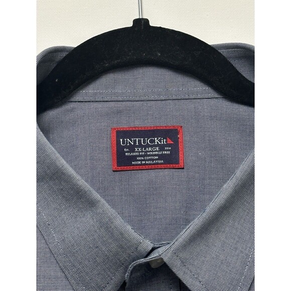 UNTUCKit Shirt Mens 2XL Blue Wrinkle Free Relaxed Fit Pio Cesare Button Down EUC - Picture 4 of 13